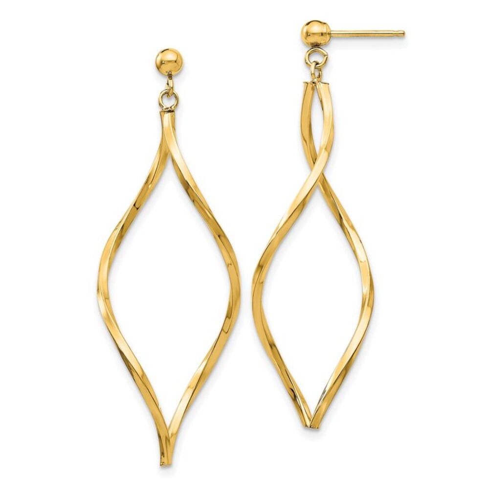 10k Yellow Gold Twisted Post Dangle Earrings - image 1